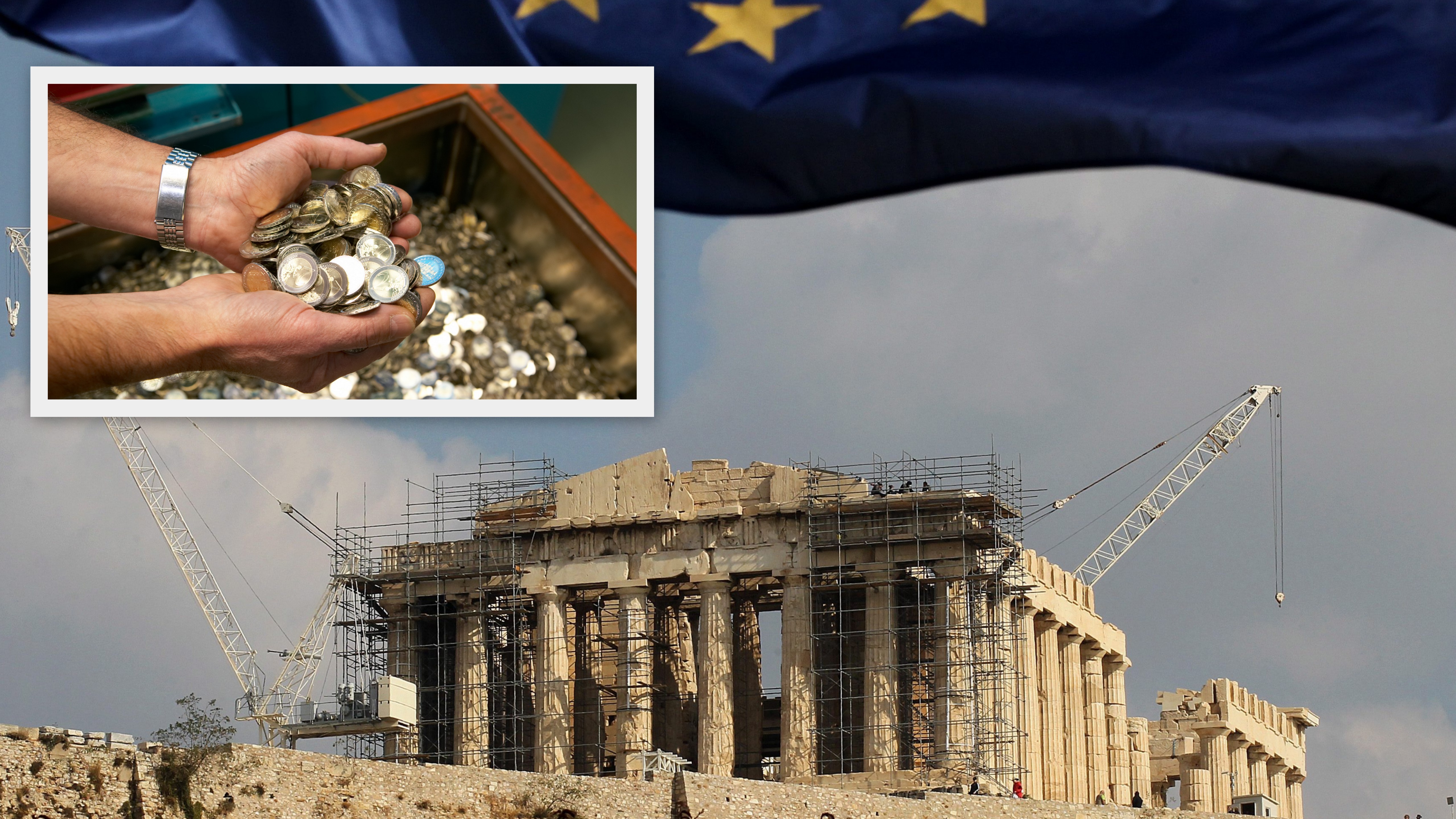 Grécko_koláž_peniaze_akropola_odchod z eurozóny